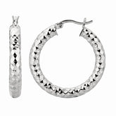 Silver 4X35Mm Diamond Cut Earring